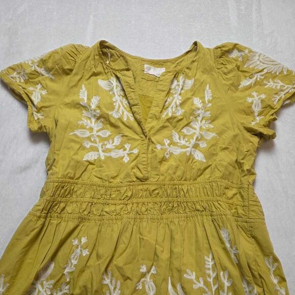 L By Anthropologie The Somerset printed maxi dress yellow embroidered flowers 3 - Picture 4 of 12
